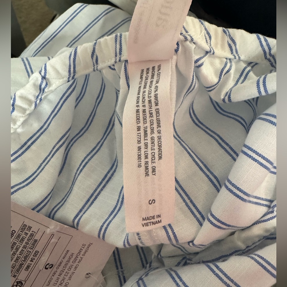 Auden Nightgown Sleep Dress Shortie Striped Cotton Blue White Size Small NWT - Picture 7 of 7